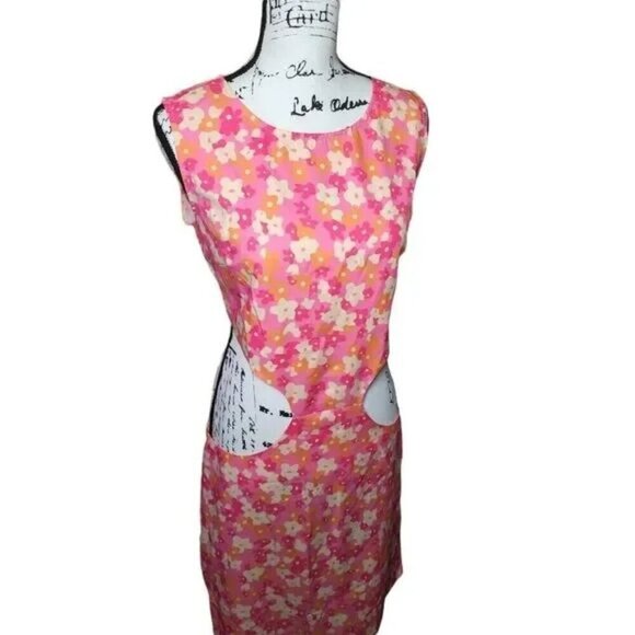Shein Dress Size Large Midi Pink Floral open sides - Picture 3 of 8